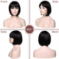 thumbnail image 2 of SEGO Short Bob Human Hair Wigs with Bangs Brazlian Straight Hair Machine Made Bob Wig for Women Natural color, 2 of 6