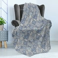 thumbnail image 4 of Moroccan Soft Flannel Fleece Blanket, Squares and Rectangles Oriental Compositions Floral Arrangement Geometric, Cozy Plush for Indoor and Outdoor Use, 60" x 80", Blue Orange White, by Ambesonne, 4 of 5