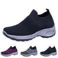 thumbnail image 4 of TIREOW Women's Walking Slip On Shoes Sock Breathable Knitted Sneakers - Mesh Air Cushion Lady Girls Modern Jazz Dance Easy Shoes Platform Loafers Footwear, 4 of 8