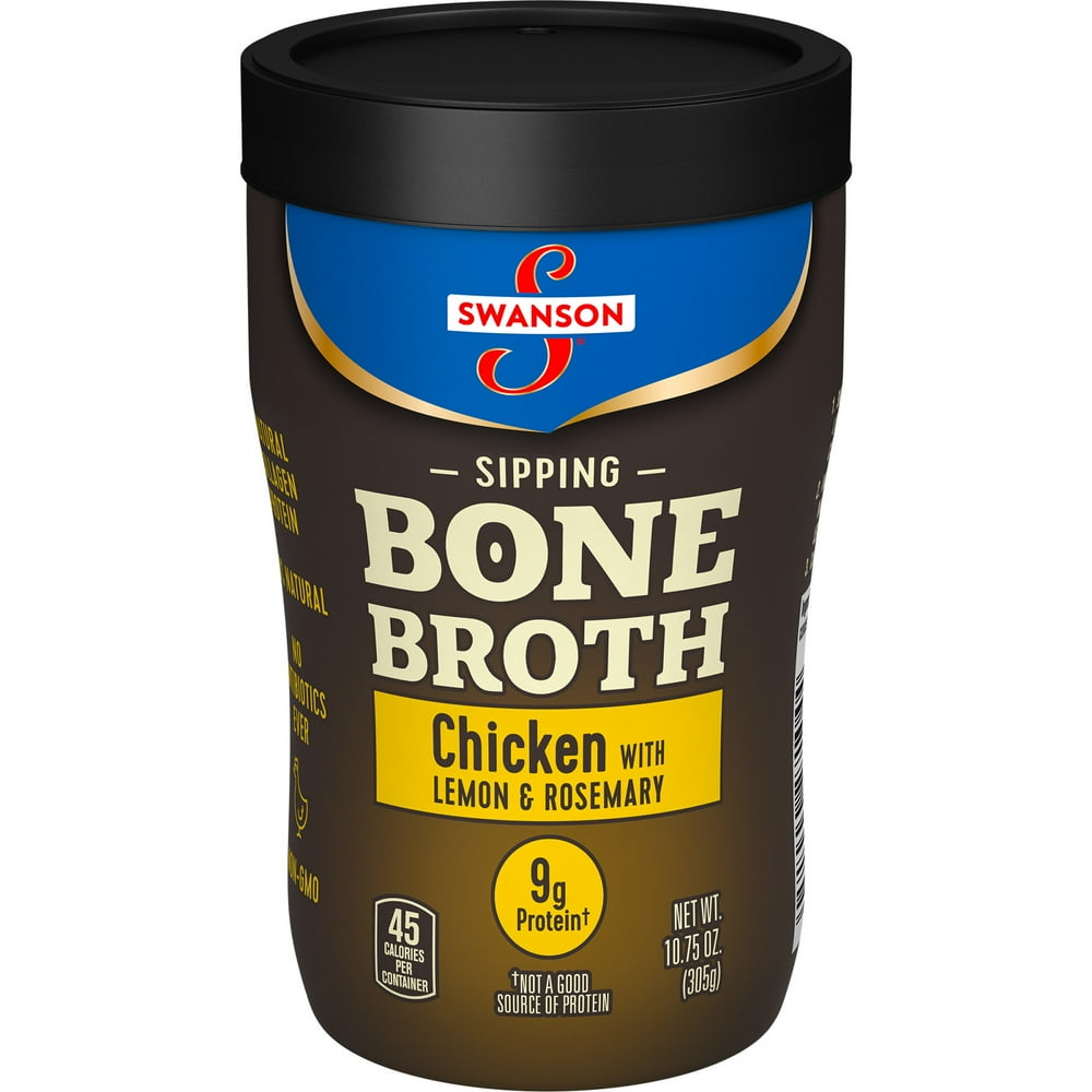 Swanson Sipping Bone Broth, Chicken Bone Broth with Lemon & Rosemary