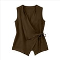 thumbnail image 4 of Aezemi Women's Wrap Sleeveless Tank Tops, Ruched V Neck Tie Waist Blouses, Casual Summer Boho Beach Vacation Tanks, 4 of 6