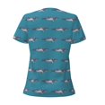 thumbnail image 6 of Honeii Cartoon Whale Print Women's V-Neck T-Shirt,Short Sleeve V Neck Tees Tops for Women , Perfect for Work, Travel, and Everyday Wear, 6 of 7