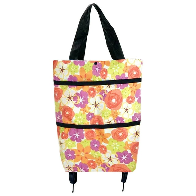 Panier d'Achats Pliable avec Roues Sac à Roues de Magasinage Portable Sac de Traction Sac à Roulettes Télescopique Sac de Magasinage de Supermarché Chariot de Magasinage Sac à Dos Pliable