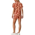 thumbnail image 3 of Conjuntos de Mujeres de 2 Piezas, Camisa de Botones Floral y Pantalones Cortos, Ropa Casual de Playa Tropical para Vacaciones 2026 M Rojo Oscuro, 3 of 6