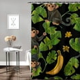 thumbnail image 2 of Orinice Cartoon monkey set shower curtain set, cute tropical forest leaves banana animals 69x72, 2 of 7