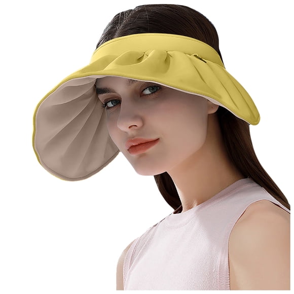 Women's Fashion Beach Summer Cycling Empty Top Dual-use Face Cover Sun Hat sun hats for women Hat for women Yellow