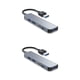 thumbnail image 1 of sweethay Adaptador divisor de estación de acoplamiento de velocidad rápida portátil USB Hub convertidor de carcasa de aleación de aluminio accesorio Gris USB 3.0 2piezas, 1 of 6