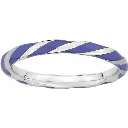 Sterling Silver Twisted Purple Enameled Ring