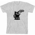 thumbnail image 3 of Black Chibi Cat Youth Heather Gray Crew Neck Short Sleeve Tee-Small, 3 of 4