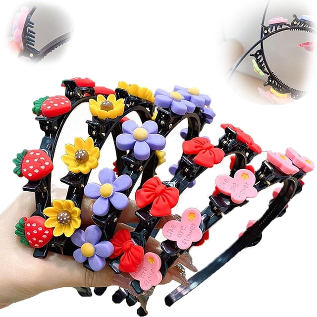 Horquilla para el pelo con diseño de princesa dulce, horquilla para el pelo con diseño de princesa dulce para niña, tocado con horquilla para el pelo, diadema de plástico con trenza de doble capa y pi
