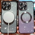 thumbnail image 5 of Magnetic Case for iPhone 14 Pro 6.1 inch with Gradient Glitter,[Compatible with MagSafe]Luxury Plating Cute Clear Bling Sparke Case for Women Girls,Shockproof TPU Camera Protector Cover-Purple, 5 of 7