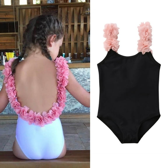 Hirigin Toddler One-Piece Swimsuit, Size 2-3 Years, Black (Girl's)