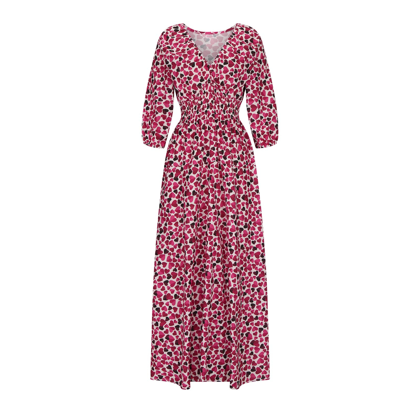 Plus Size Maxi Dress for Women Sexy Deep V Neck 3/4 Sleeve Boho Print Long Dress Wedding Party Casual Dress