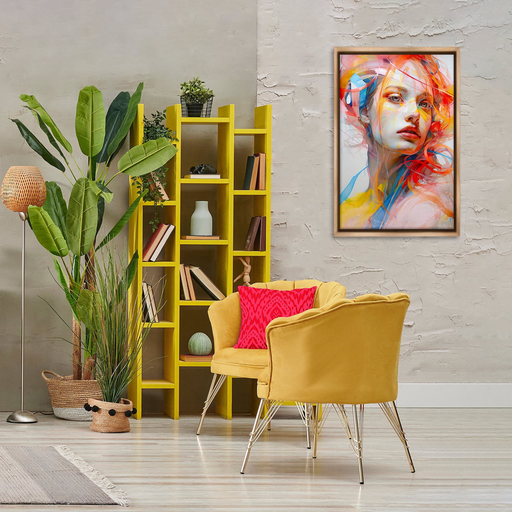 Stupell Industries Swirling Hair Portrait Novelty Painting Brown Floater Framed Art Print Wall Art, 21 x 31