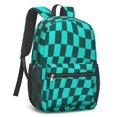 thumbnail image 2 of Blue and Black Wavy Checkered Pattern 17" School Backpacks for Teens,Waterproof Oxford Fabric,S-Shape Padded Straps for School,Travel,Hiking,Camping, 2 of 6