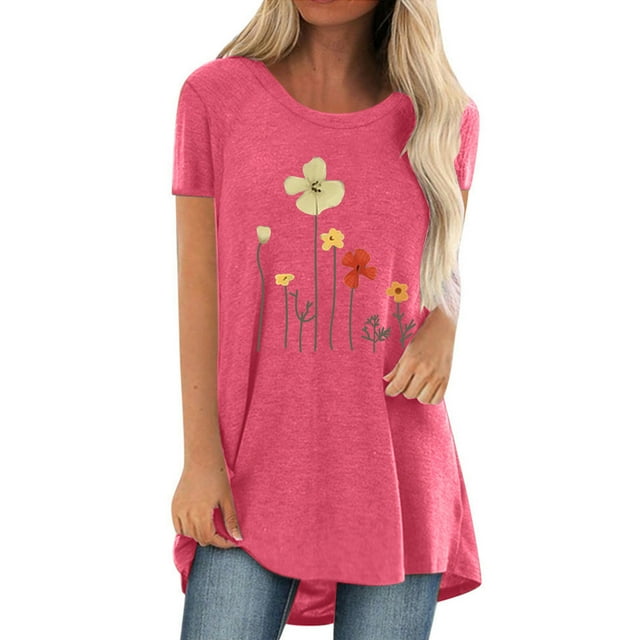 Pompotops Chemises Mode Décontractée pour Femmes Manches Courtes Tee-Shirt Ample Tunique Blouse