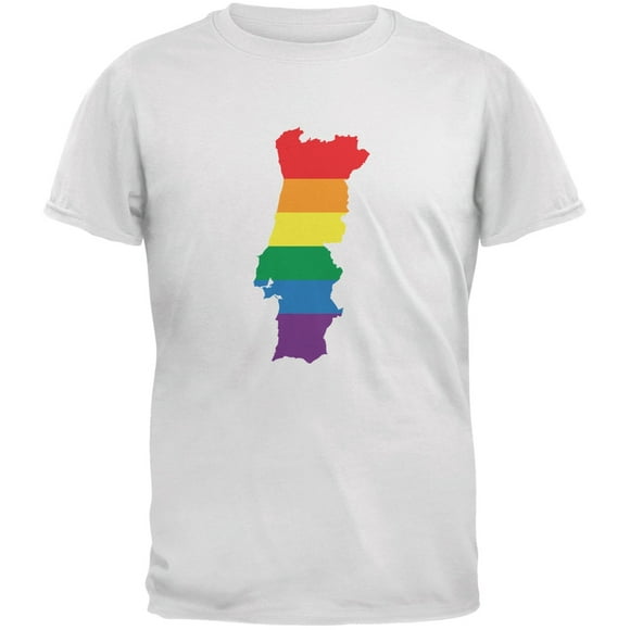 Portugal LGBT Gay Pride Rainbow White Adult T-Shirt