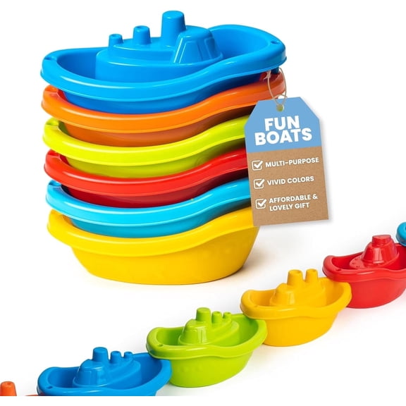 uToyz Stackable Toy Boat – 6pcs Educational Water Toys for Toddlers 1-3, Baby Pool Essentials, Baby Bath Toys for Kids Ages 1-3 & Toddler Pool Toy for 1 Year Old & Up, Fun Accessories for Bathtime