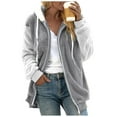 thumbnail image 5 of TQWQT Winter Coats for Women, Women's Hoodies Color Block Cardigan Coats Fluffy Sherpa Outerwear with Pockets Gray S, 5 of 6