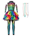 thumbnail image 3 of Joyfy Skeleton Tutu Dress for Girls,  Colorful  Bones Skeleton Costume for Kids Halloween Dress Party up Cosplay, 3 of 7