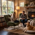 thumbnail image 4 of Homy Casa Upholstered Rocking Accent Chair with Solid Wood Base, Lounge Chair for Living Room, Bedroom, Reading Corner, 4 of 9