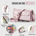 thumbnail image 6 of for iPhone 13 Full Body Protection Wallet Folio Flip Case, Shoulder Strap & Wristlet Card Slots Zipper Pocket RFID Blocking Rugged Durable PU Leather Phone Case Cover, Pink, 6 of 10