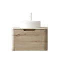 thumbnail image 2 of 24" Bathroom Vanity with Sink, Wall-Mounted Plywood Storage Cabinet with Drawer,Round Ceramic Basin and Roma Travertine-Pattern Sintered Stone Top, Pre-assembled, 2 of 5