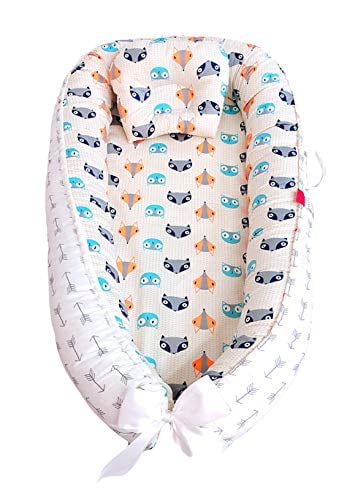 Portable Super Soft Organic Cotton and Breathable Newborn Lounger Perfect for Co-Sleeping Borje Baby Lounger 
