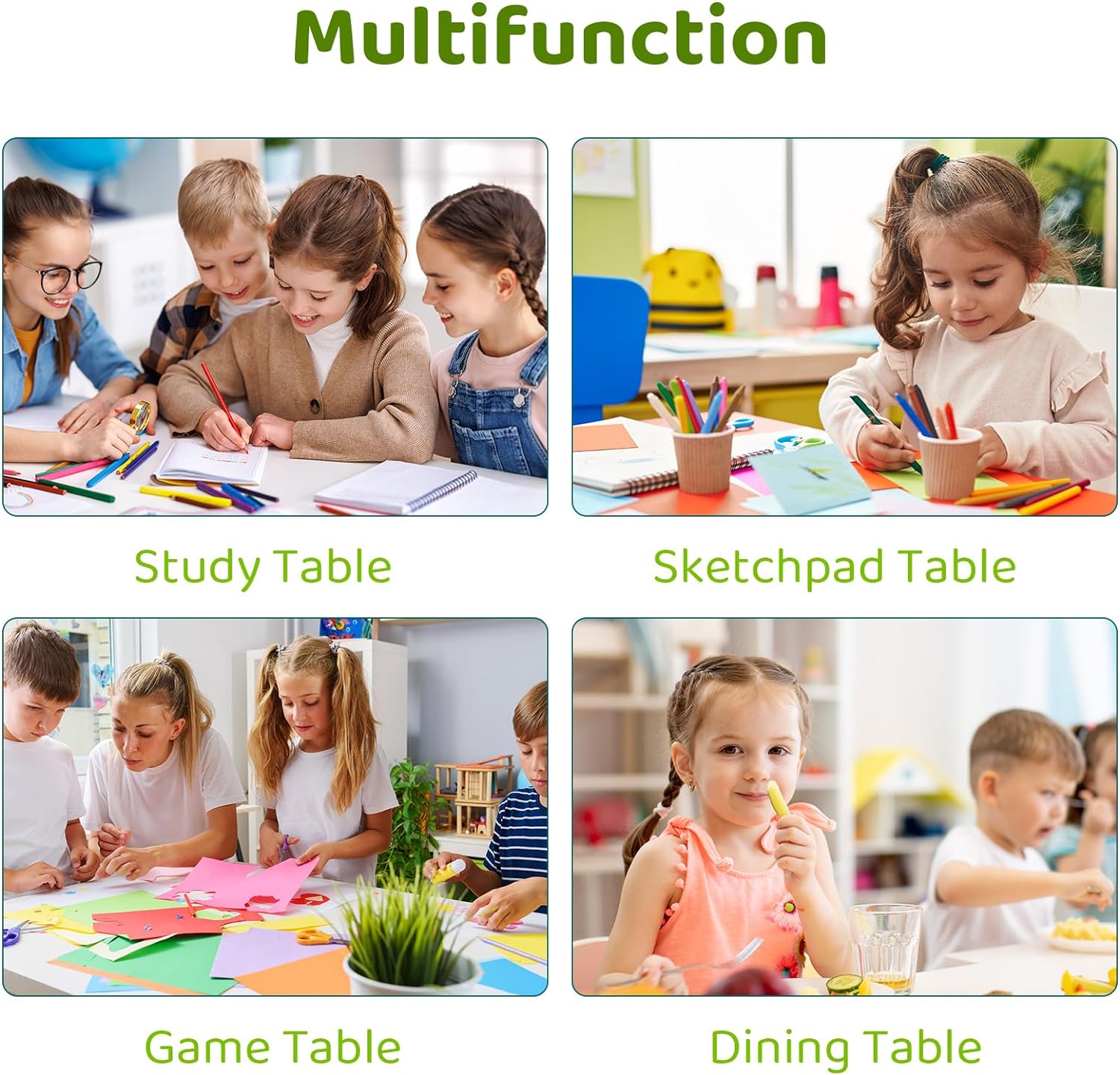 Arlopu Kids Table and 4 Chairs Set, Gray photo 7