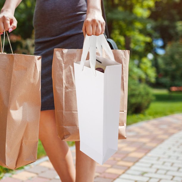 OULII 10Ud Bolsa De Papel Para Botella De Vino Reutilizable Para Picnic Y Fiesta