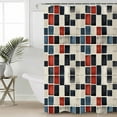 thumbnail image 4 of Shower Curtain, Retro Black Red White Square Waterproof Shower Curtain Set with Hooks for Bathroom Showers,Stalls and Bathtubs,36x72In Geometric Color Block, 4 of 9