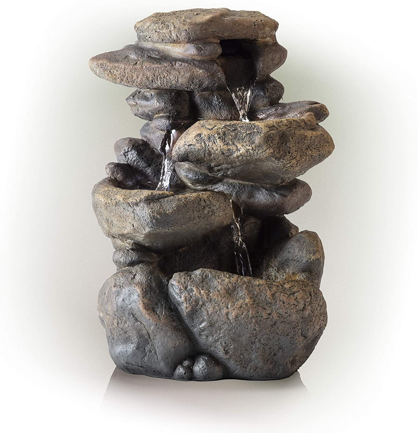 Alpine Corporation 11" Indoor & Outdoor Tabletop Rock Fountain with LED Light