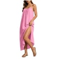 thumbnail image 4 of CHUMUD Robes d'Été pour Femmes à Bretelles Spaghetti Fente Latérale Maxi Robe de Plage Vacances Voyage Tenue Décontractée, 4 of 8
