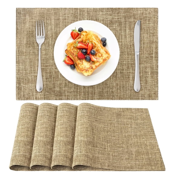 Tripumer Placemats Set of 4, Double Layer Linen Style Heat Resistant Washable Table Mats for Kitchen Dining, 12"x18"