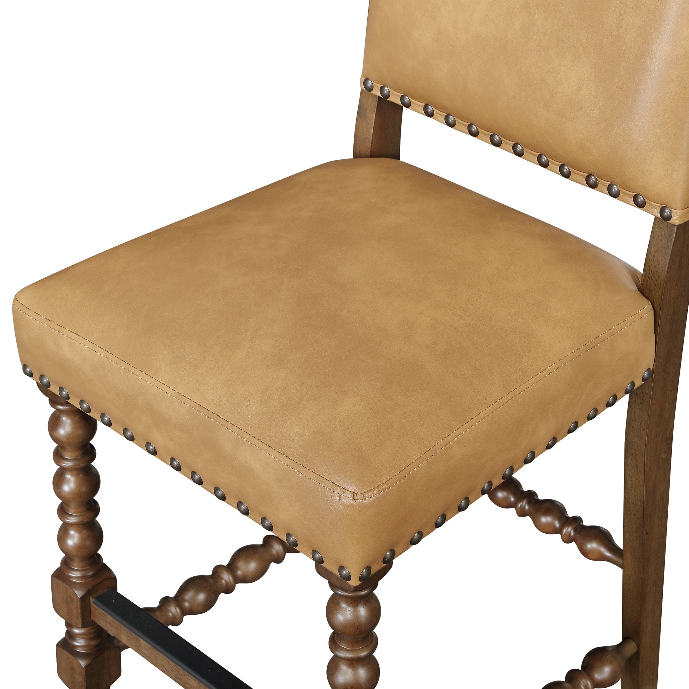 The Pioneer Woman Harper Faux Leather Counter Stools, Set of 2, Tan Fabric Upholstery