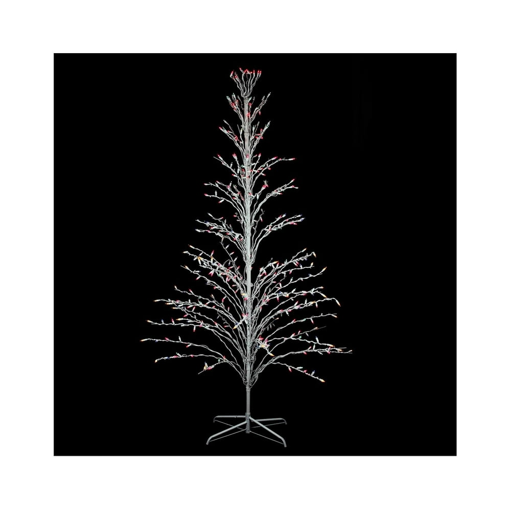 6' White Lighted Christmas Cascade Twig Tree Outdoor Yard Art