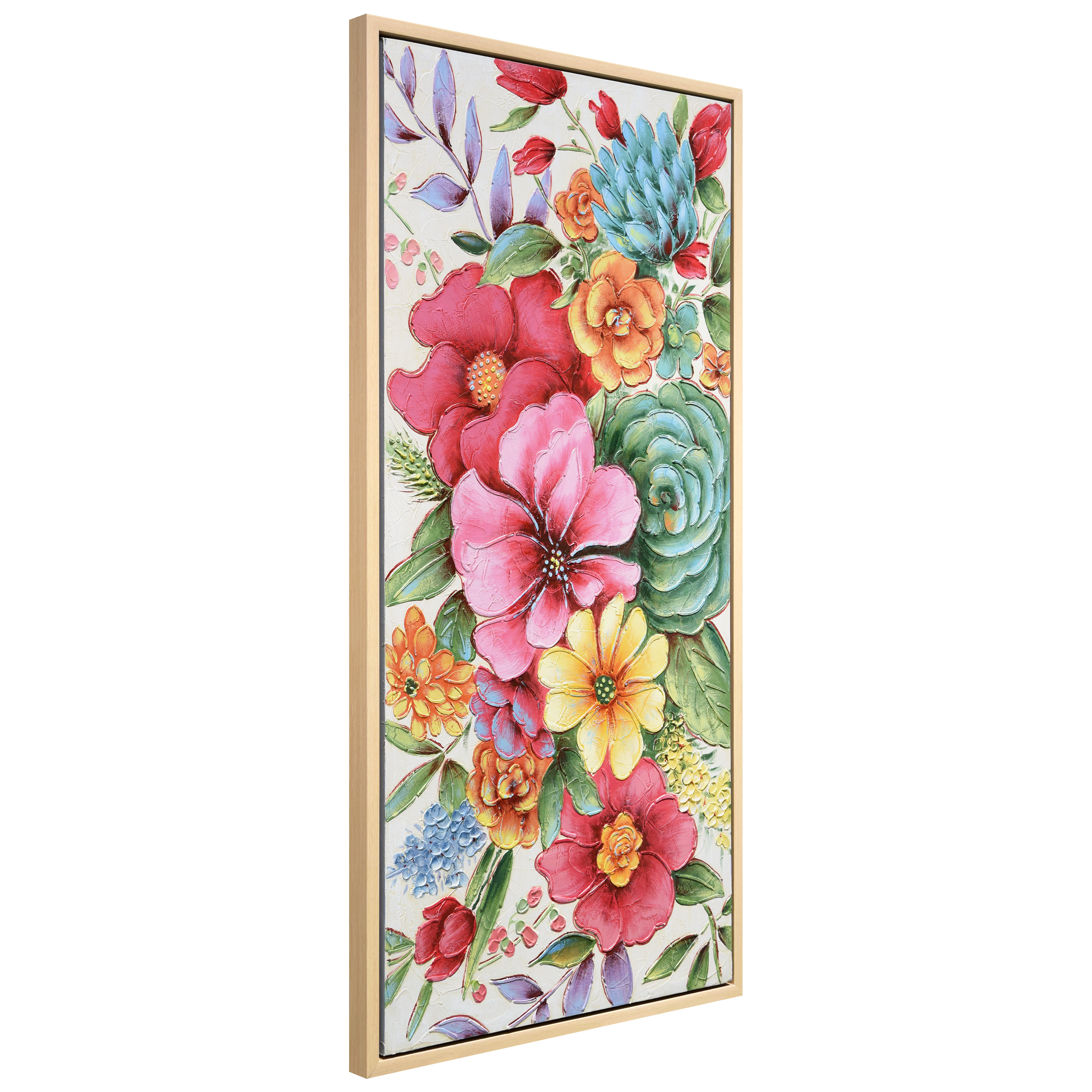 Floral Symphony Heavily Textured Hand Painted Framed Canvas Wall Art