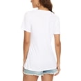 thumbnail image 3 of Camiseta Lunivop para mujer, cuello en V, manga corta, casual, blanca, L, 3 of 4
