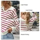thumbnail image 4 of Suéter informal con estampado de rayas para mujer, Jersey de punto de manga larga, prendas de punto para otoño e invierno, color rojo vino S, 4 of 5
