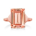 thumbnail image 2 of Gem Stone King 18K Rose Gold Plated Silver Peach Nano Morganite Ring for Women (6.30 Cttw, Emerald Cut 14X10MM, Gemstone October Birthstone, Available in Size 5, 6, 7, 8, 9), 2 of 4