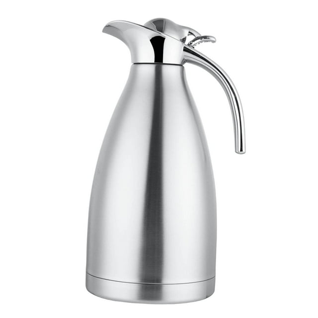 pitrice Carafe Thermique en Acier Inoxydable pour Café, Distributeur d'Eau et de Thé Ou pour Jus, Eau 2 L Argent 2 L
