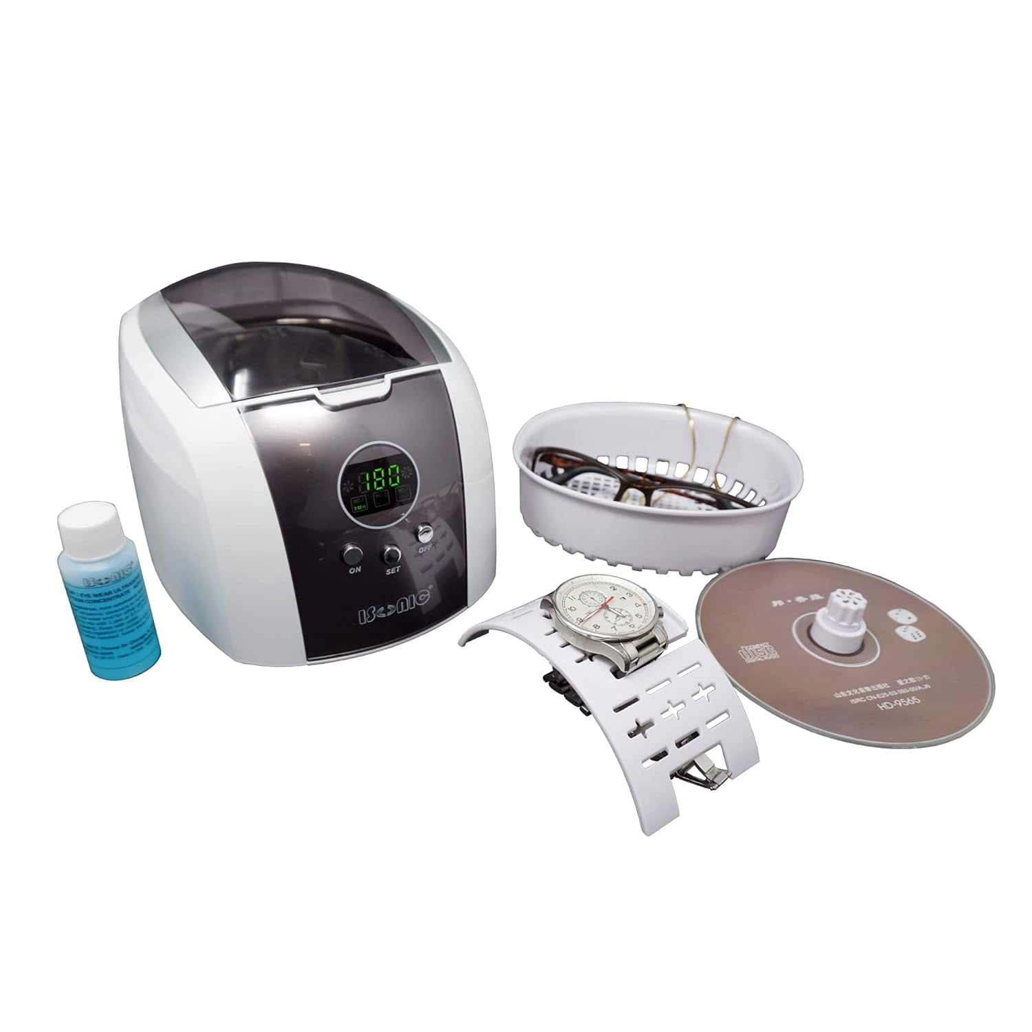 iSonic D7910B Digital Ultrasonic Cleaner, 0.75 L Stainless Steel Tank, 110 V, with CSGJ01 Cleaning Solution Concentrate