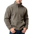 thumbnail image 5 of Atkumj Fleece Quarter Zip Pullover Men with Kangaroo Pocket Warm Comfortable Solid Color Sweatshirts Casual Stand Collar Long Sleeve Sweatshirt S, 5 of 10