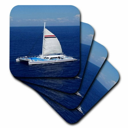 3dRose Image Of Catamaran Sailboat Near Cozumel - Soft Coasters, set of