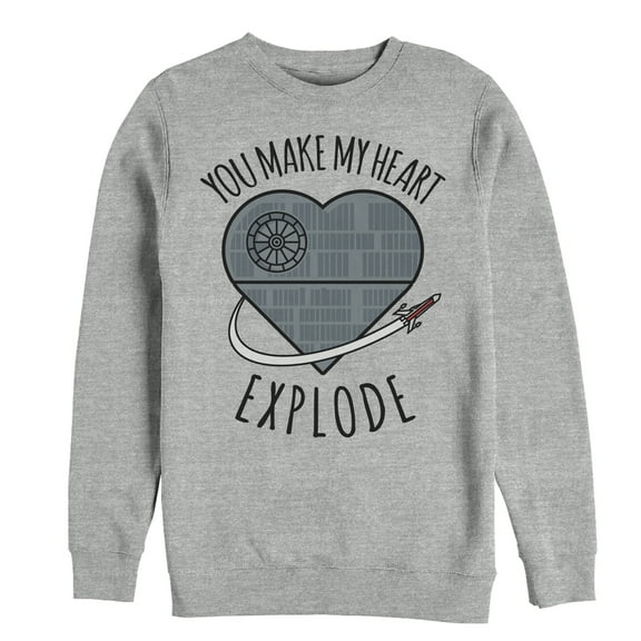 Men's Star Wars Valentine Death Star Heart  Sweatshirt Athletic Heather X Large