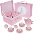 thumbnail image 3 of Jewelkeeper Porcelain Tea Set for Little Girls, Pink Polka Dot, 13, 3 of 14