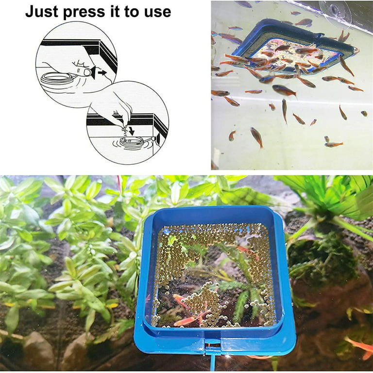 SDJMa 2PCS Fish Feeding Ring Aquarium Round and Square Floating Food Feeder  Circle with Suction Cup for Fish Tank