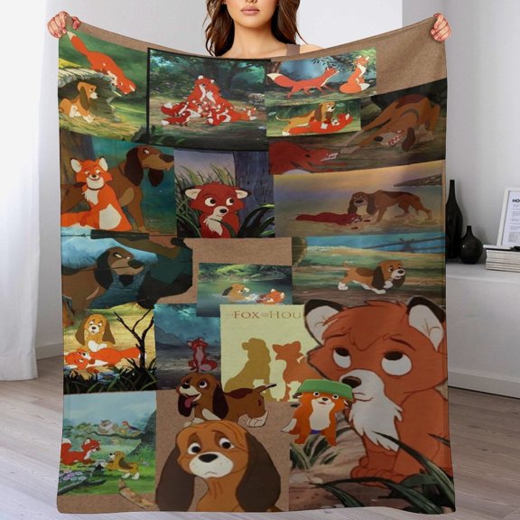 The Fox And The Hound Blanket Cute Soft Lightweight Fuzzy Plush Throw Blankets Cozy Flannel Blankets for Sofa Couch Travel Home Bedroom Decor Gifts 30"x40"
