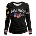 thumbnail image 4 of Bainana Women'S Summer Shirts 250Th Anniversary Print Long Sleeve Crew Neck T Shirt Comfortable Fashion Ladies Festival Relaxed Fit Daily Wear Black Size S, 4 of 4