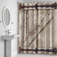 thumbnail image 5 of Barn Door Shower Curtain for Bathroom Decor, Retro Countryside Farmhouse Door Beige Wooden Board Waterproof Fabric Shower Curtain, 72"x72" Set with 12 Hooks, 5 of 9